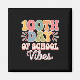 100th Day Of School Vibes Cute Smile Face 100 Days Magnet
