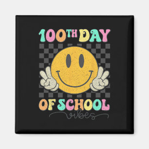 100th Day Of School Vibes Cute Smile Face 100 Days Magnet