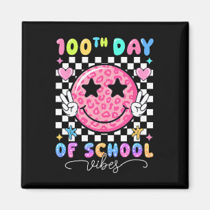 100th Day Of School Vibes Cute Smile Face 100 Days Magnet