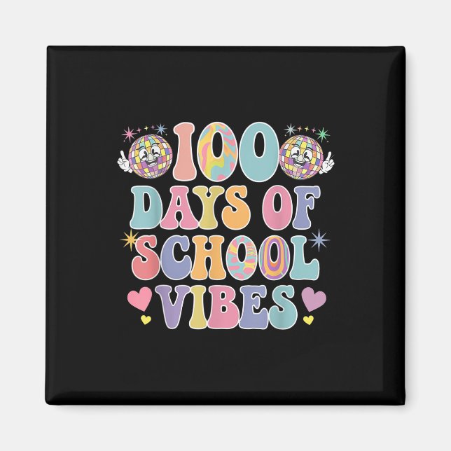 100th Day Of School Vibes Cute Smile Face 100 Days Magnet (Front)