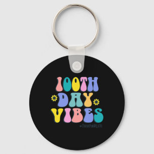 100th Day of School Vibes Retro Teacher Happy 100 Key Ring