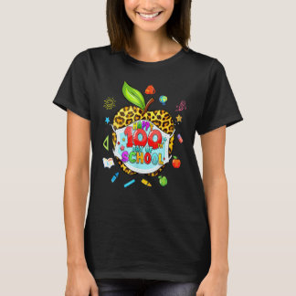 100th Day Of School Virtual Apple Leopard Mask Tea T-Shirt