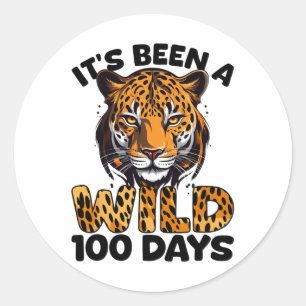 100th Day Of School Wild 100 Days Leopard Cheetah Classic Round Sticker
