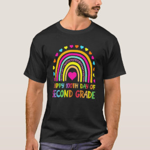100th Day Of Second 2nd Grade Rainbow 100 Days Of  T-Shirt