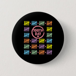 100th Day Rainbow Lines Tally Marks 100 Days Of Sc 6 Cm Round Badge