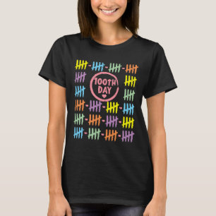 100th Day Rainbow Lines Tally Marks 100 Days Of Sc T-Shirt