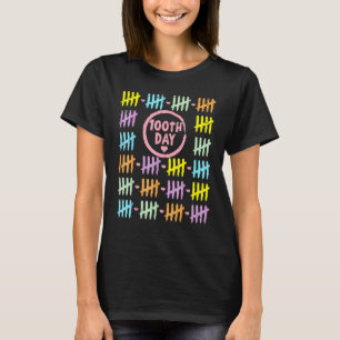 100th Day Rainbow Lines Tally Marks 100 Days Of Sc T-Shirt