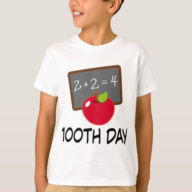 100th Day School Apple Slate Teaching Gift T-Shirt (Front)