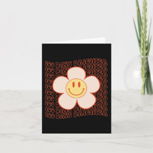 100th Day School Retro Groovy Happy Face 100 Days Card