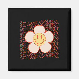 100th Day School Retro Groovy Happy Face 100 Days Magnet
