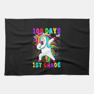 100th Day School Unicorn 100 Days of 1st Grade Sch Tea Towel