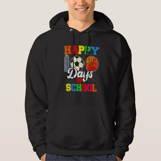 100th Day Student Boys Girls Basketball 100 Days O Hoodie (Front)