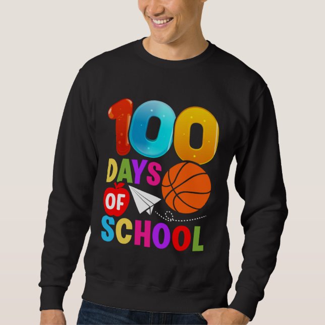 100th Day Student Boys Girls Basketball 100 Days O Sweatshirt (Front)