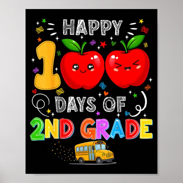 100th Days Of 2nd Grade 100 Days Toddler Girl  Poster (Front)