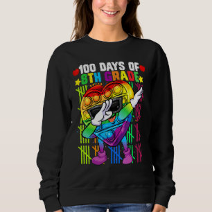 100th Days Of 8th Grade Dabbing Colourful Fidget T Sweatshirt