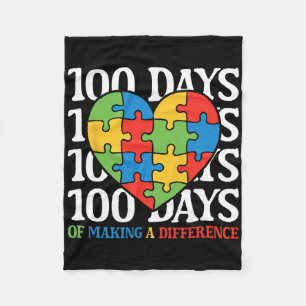 100th Days Of School Autism Awareness Sped Teacher Fleece Blanket