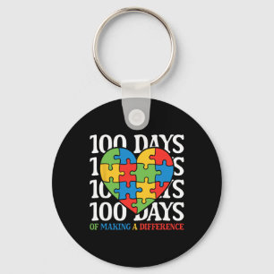 100th Days Of School Autism Awareness Sped Teacher Key Ring