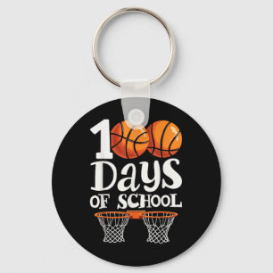 100th Days Of School Basketball Kids Boy 100th Day Key Ring