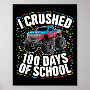 100th Days Of School Boys Teacher Student Monster Poster