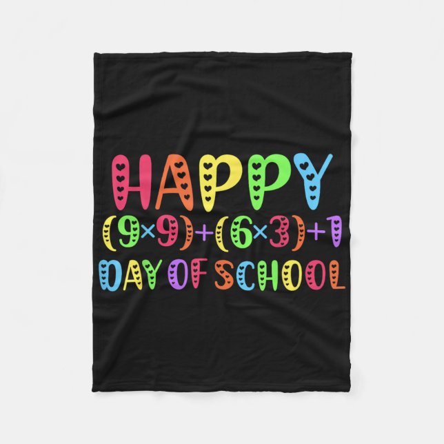 100th Days Of School Math Teacher Rainbow 100 Days Fleece Blanket (Front)