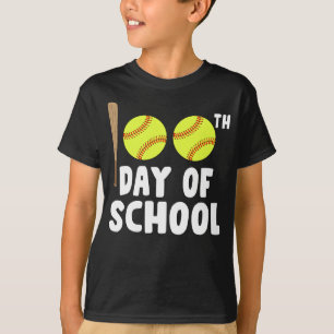 100th days of school softball funny T-Shirt