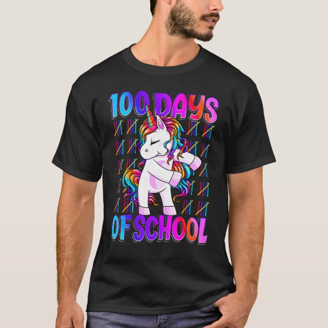 100th Days Of School Unicorn 100 Days Smarter 100t T-Shirt (Front)