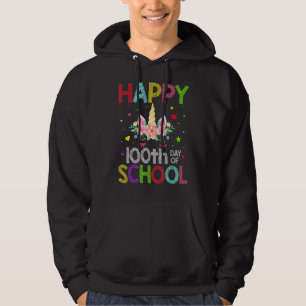 100th Days Of School Unicorn Girls Kids 100 Days Hoodie