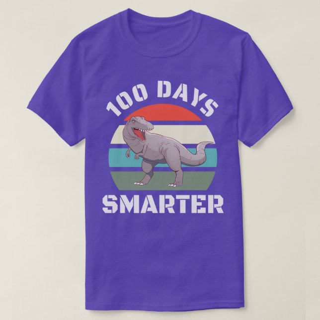 100th Days Smarter Dinosaur Funny Gift For Student T-Shirt (Design Front)