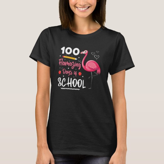 100th Flamazing days of school Animal Flamingo Kid T-Shirt (Front)