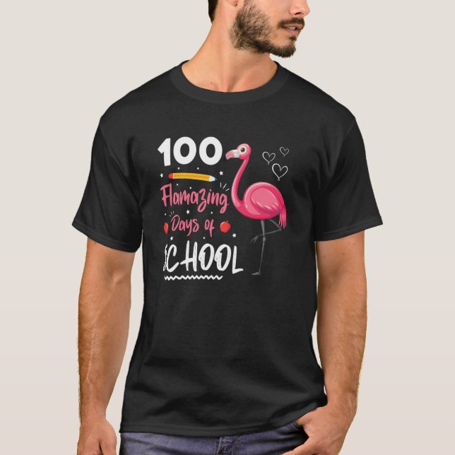 100th Flamazing days of school Animal Flamingo Kid T-Shirt (Front)
