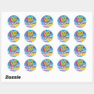 100th flight colourful aeroplane travel souvenir classic round sticker