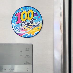100th flight colourful aeroplane travel souvenir magnet
