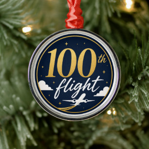 100th flight gold aeroplane travel souvenir metal ornament