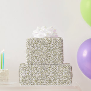 100th Gold/White Random Number Pattern Small Wrapping Paper