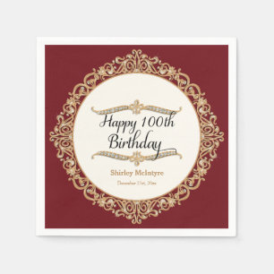 100th Happy Birthday Party Celebration Round Decor Napkin