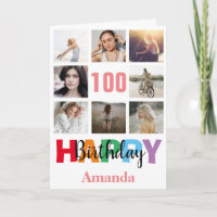 100th Happy Birthday Photo Collage Modern Pink