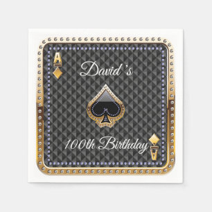 100th Poker Playing Card Casino Birthday Napkins