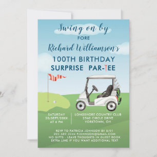 100th SURPRISE Birthday Party Men's Golf Theme Invitation
