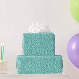 100th Teal/White Random Number Pattern Small Wrapping Paper