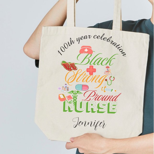100th year celebration black history nurse  large tote bag (Creator Uploaded)