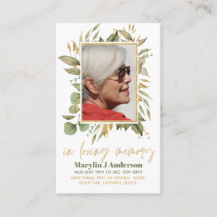 100x Budget Greenery Photo Sympathy Funeral Prayer Business Card