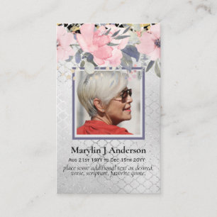 100x Budget Pink Floral Photo Memorial Prayer Busi Business Card