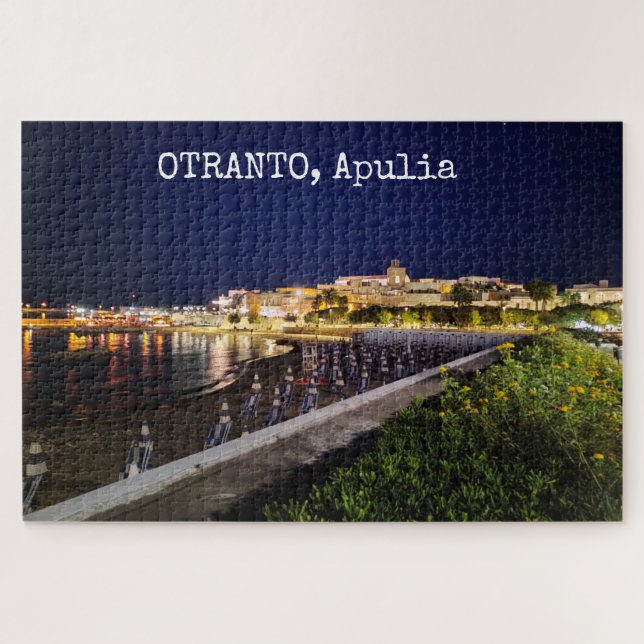 1014 pieces Personalised Otranto by night, Apulia Jigsaw Puzzle (Horizontal)