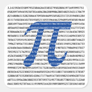 1018 Digits of Pi Square Sticker
