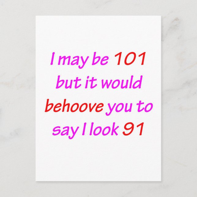 101 Behove You Postcard (Front)