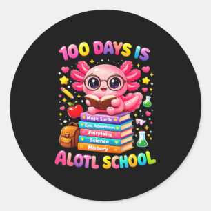 101 days of school axolotl cute kids teacher party classic round sticker