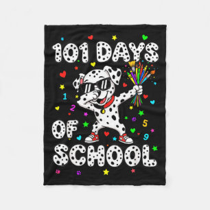 101 days of school dabbing dog funny kids student fleece blanket
