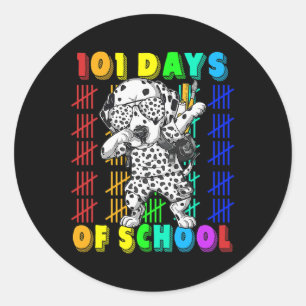 101 Days Of School Dalmatian Dog 100 Days Smarter Classic Round Sticker