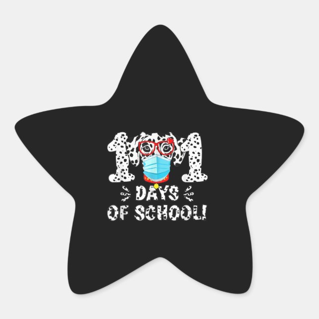 101 Days Of School Dalmatian Dog Face Mask Star Sticker (Front)