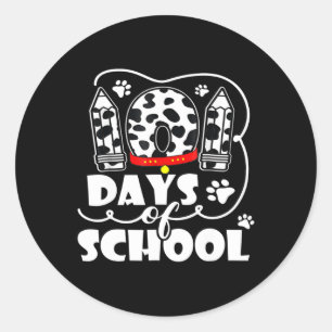 101 Days School Cute Dog 100 Days Smarter Student Classic Round Sticker